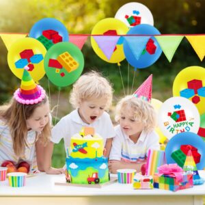 60 Pcs Building Block Birthday Party Supplies 12 Inch Building Blocks Latex Balloons Building Brick Balloons for Baby Boy Toddler Kids Birthday Party Building Brick Theme Party Decorations