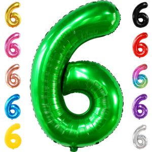 katchon, giant green number 6 balloon - 40 inch | 6 birthday balloon, green 6 balloon number | six balloon number for 6th birthday decorations | number 6 foil balloon, 6 balloons for birthday boy