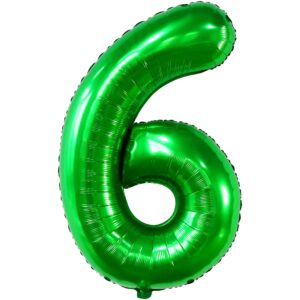 KatchOn, Giant Green Number 6 Balloon - 40 Inch | 6 Birthday Balloon, Green 6 Balloon Number | Six Balloon Number for 6th Birthday Decorations | Number 6 Foil Balloon, 6 Balloons for Birthday Boy