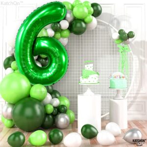 KatchOn, Giant Green Number 6 Balloon - 40 Inch | 6 Birthday Balloon, Green 6 Balloon Number | Six Balloon Number for 6th Birthday Decorations | Number 6 Foil Balloon, 6 Balloons for Birthday Boy