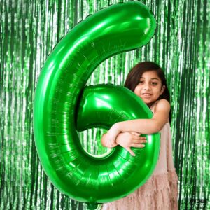 KatchOn, Giant Green Number 6 Balloon - 40 Inch | 6 Birthday Balloon, Green 6 Balloon Number | Six Balloon Number for 6th Birthday Decorations | Number 6 Foil Balloon, 6 Balloons for Birthday Boy