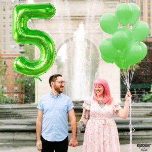 KatchOn, Light Green 5 Balloon Numbers - 40 Inch | Big, Number Green 5 Balloons for 5th Birthday Decorations for Boys | 5th Birthday Balloons for Green Birthday Decorations, Dinosaur Party Decorations