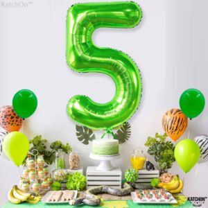 KatchOn, Light Green 5 Balloon Numbers - 40 Inch | Big, Number Green 5 Balloons for 5th Birthday Decorations for Boys | 5th Birthday Balloons for Green Birthday Decorations, Dinosaur Party Decorations