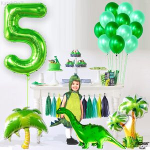 KatchOn, Light Green 5 Balloon Numbers - 40 Inch | Big, Number Green 5 Balloons for 5th Birthday Decorations for Boys | 5th Birthday Balloons for Green Birthday Decorations, Dinosaur Party Decorations