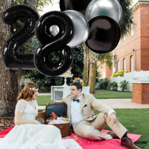KatchOn, Black 28 Balloon Number - 40 Inch | Black 28 Birthday Balloons, 28th Birthday Decorations for Men, Women | 28 Balloons for Birthday | 28 Birthday Decorations for Women, 28th Birthday Balloons