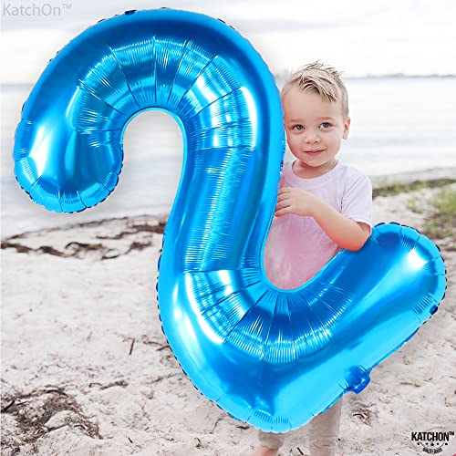 KatchOn, Blue Number 2 Balloon - Huge, 40 Inch | Baby Shark Birthday Decorations 2nd Birthday Boy | Blue 2 Balloon Number, Baby Shark 2nd Birthday Balloons Boy | Two Cool Birthday Party Decorations