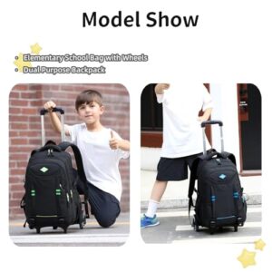 Rolling Backpack for Boys Elementary School Bag with Wheels Travel Trolley Bag 2 wheels and 6 wheels