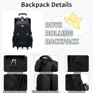 Rolling Backpack for Boys Elementary School Bag with Wheels Travel Trolley Bag 2 wheels and 6 wheels