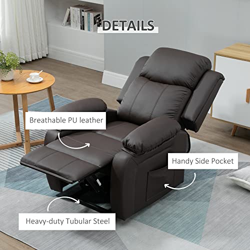 HOMCOM Living Room Power Lift Chair, PU Leather Electric Recliner Sofa Chair for Elderly with Remote Control, 3 Positions, Side Pockets, Extended Footrest, Brown