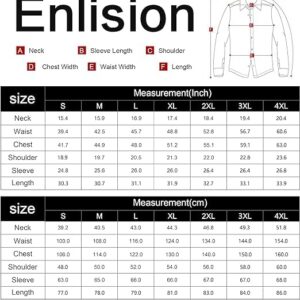 Enlision Green Dress Shirts for Men Long Sleeve Men's Casual Button-Down Shirts Houndstooth Inner Contrast Shirt Olive Regular Fit for Wedding Prom Party M