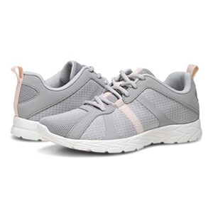 Vionic Women's Brisk Radiant Active Sneakers- Supportive Walking Shoes That Include Three-Zone Comfort with Orthotic Insole Arch Support, Sneakers for Women, Light Grey/Pink 9 Wide