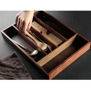 Zerodeko Kitchen kitchen drawer storage box Wood Utensil Tray Drawer Silverware Holder for Flatware Office Sundries Storage Organizers Divider Box 35. 8x26x4. flatware container 6cm fork spoon tray