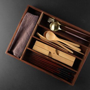 Zerodeko Kitchen kitchen drawer storage box Wood Utensil Tray Drawer Silverware Holder for Flatware Office Sundries Storage Organizers Divider Box 35. 8x26x4. flatware container 6cm fork spoon tray