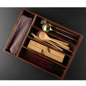 Zerodeko Kitchen kitchen drawer storage box Wood Utensil Tray Drawer Silverware Holder for Flatware Office Sundries Storage Organizers Divider Box 35. 8x26x4. flatware container 6cm fork spoon tray