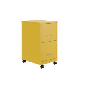 Hirsh Industries Space Solutions 18" D 2Drawer Mobile Metal Vertical File Cabinet Yellow/Goldfinch