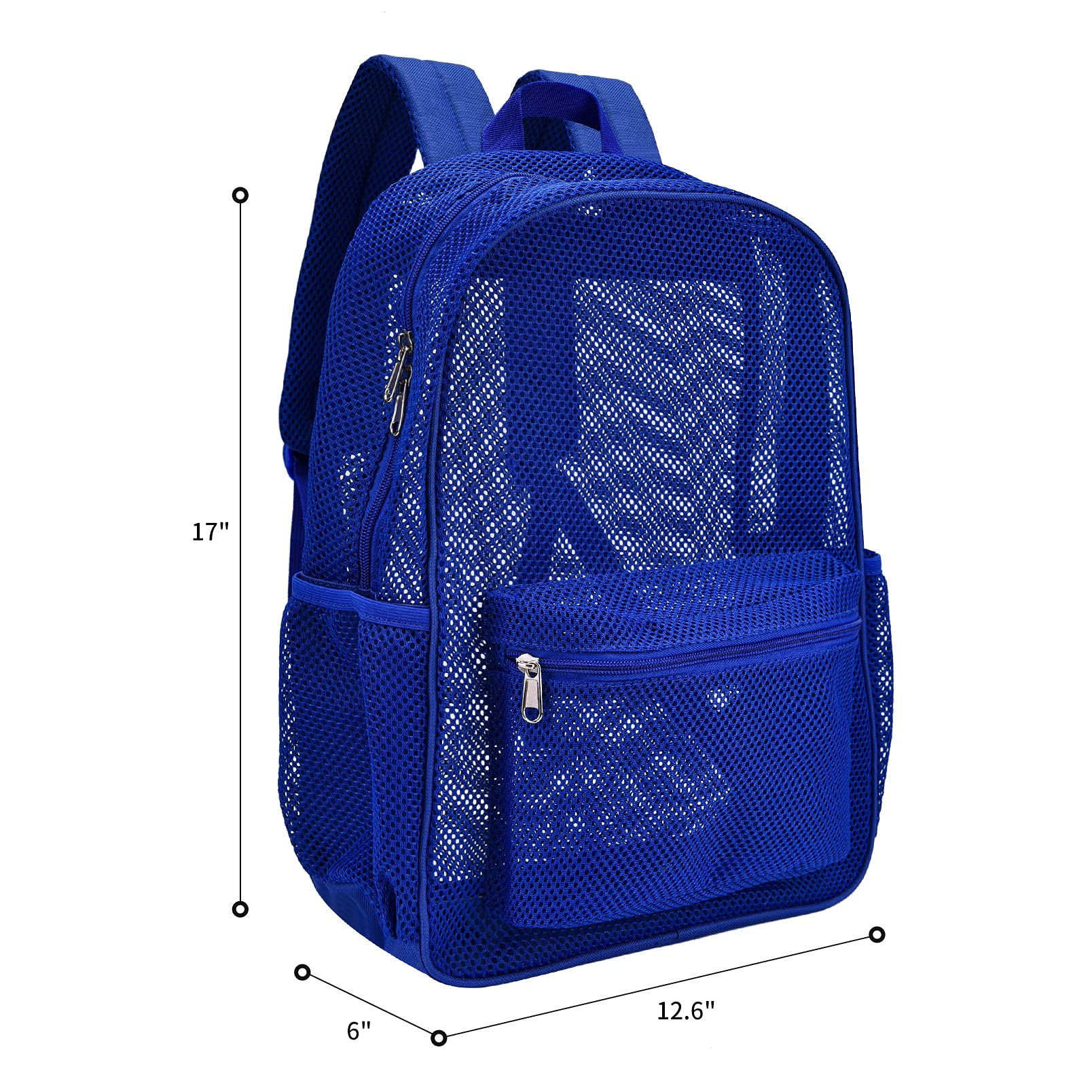 USPECLARE Heavy Duty Semi-Transparent Mesh Backpack，See Through College Student Backpack (Blue)