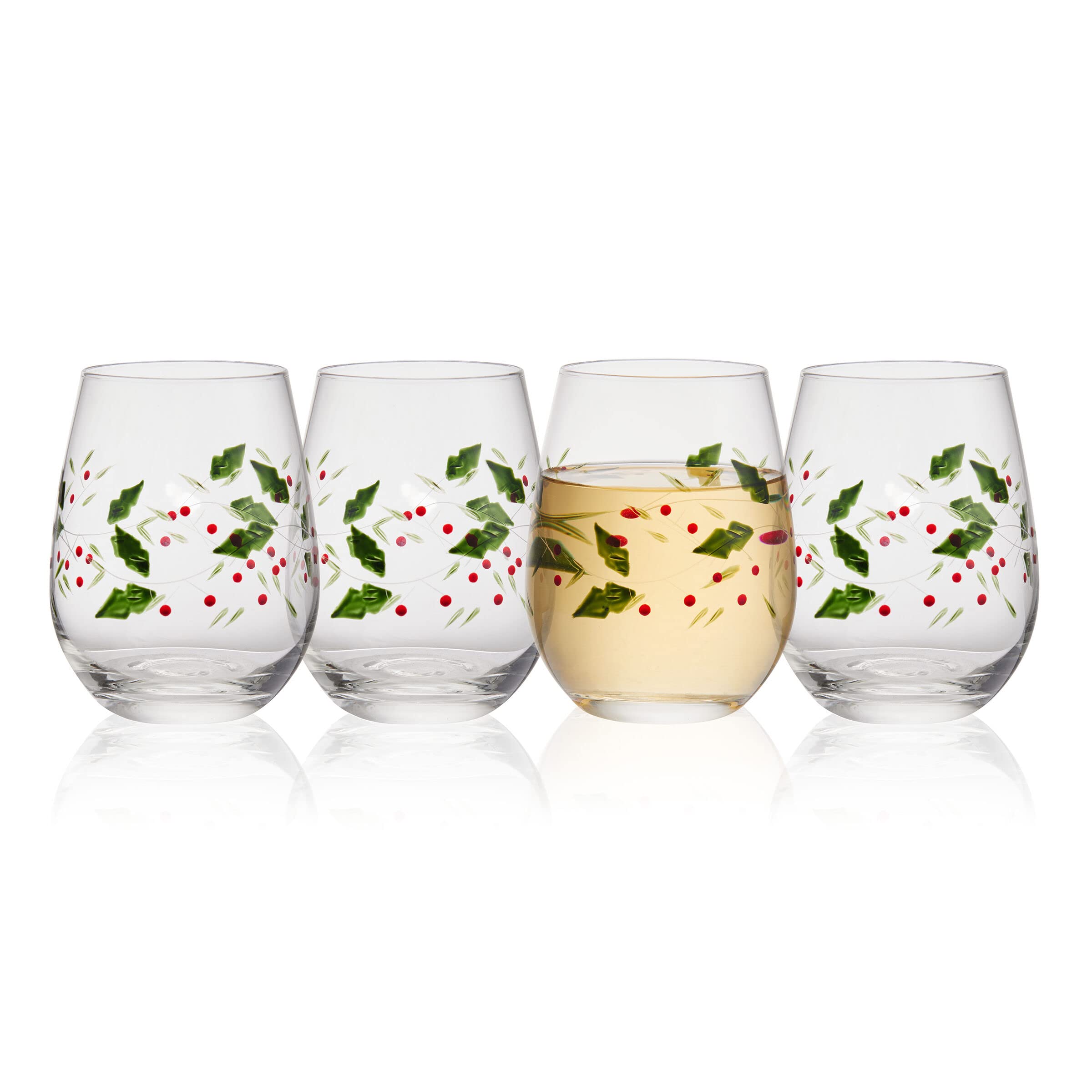 Pfaltzgraff Winterberry Goblets, 20oz Stemless Wine, Multicolor