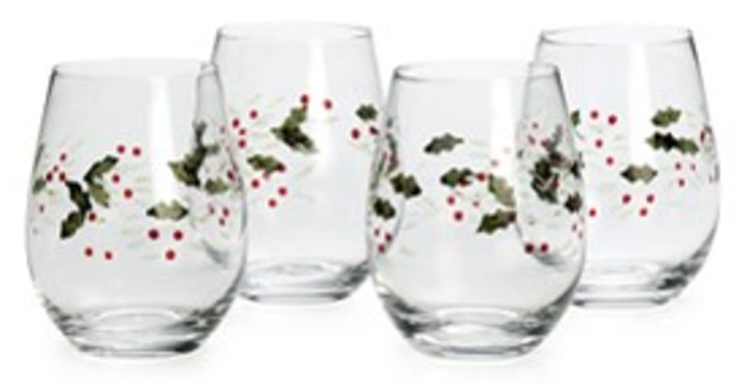 Pfaltzgraff Winterberry Goblets, 20oz Stemless Wine, Multicolor