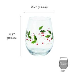 Pfaltzgraff Winterberry Goblets, 20oz Stemless Wine, Multicolor