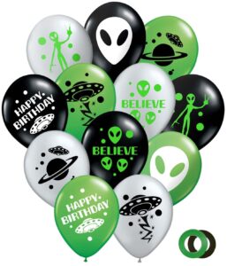 gypsy jade's alien party balloons - 30 green, black and gray ufo outer space aliens decorations