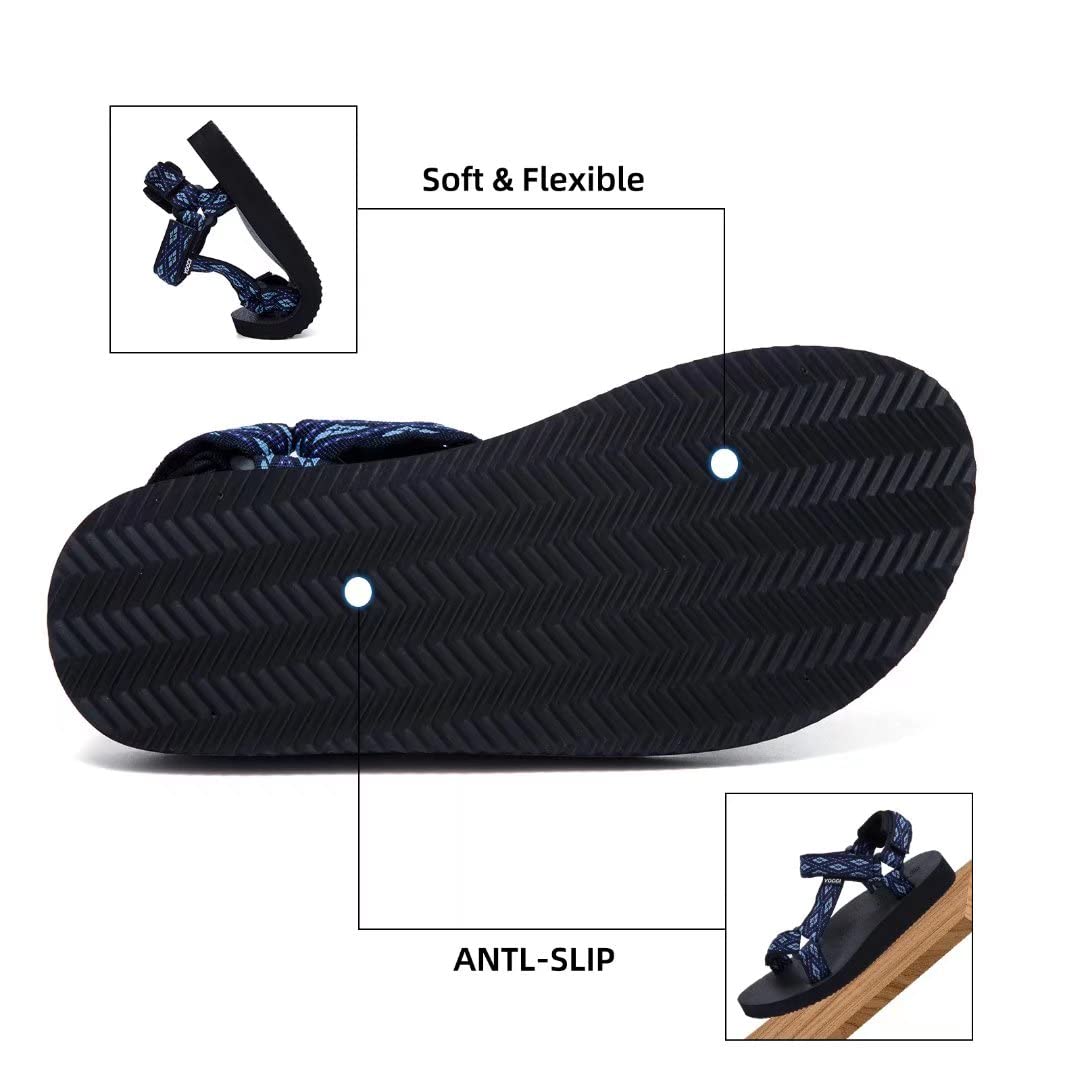 YOCCI Women's Original Sport Sandals Hiking Sandals with Arch Support Yoga Mat Insole Light Weight Outdoor Water Shoes,WHLX001-Navy-39