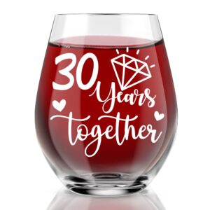 agmdesign happy 30th anniversary wine glass, 30 years together, wedding engagement gifts for women men, 30 year anniversary party decor, his and hers gifts ideas for anniversary