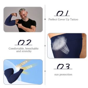 4 Pairs Plus Size Arm Sleeve Cooling Sun Protection UV Cover up Oversized Compression Sleeve Compression Arm Sleeve(Black, White, Navy, Grey)