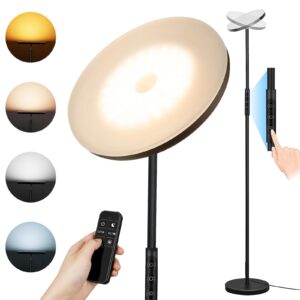 floor lamp, upgraded 36w 3000lm super bright torchiere led floor lamps for living room, stepless dimmable color temperature 2700k-6500k with remote & touch control, standing light for bedroom office