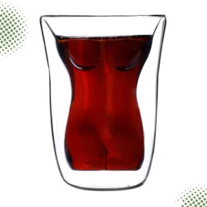 ULTNICE Glass Tumblers Women Body Shaped Shot Glass Double Layer Heat Resistance Glass Whiskey Cup Coffee Tea Mug for Vodka Whiskey Champagne Wine Beer Party Martini Tumbler