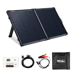 hqst 100 watt 12 volt 9bb cell portable solar panel suitcase w/ 30 amp pwm charge controller for solar generator, power station, battery charging, rv, camping, off-grid