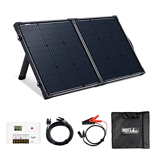 HQST 100 Watt 12 Volt 9BB Cell Portable Solar Panel Suitcase w/ 30 Amp PWM Charge Controller for Solar Generator, Power Station, Battery Charging, RV, Camping, Off-Grid