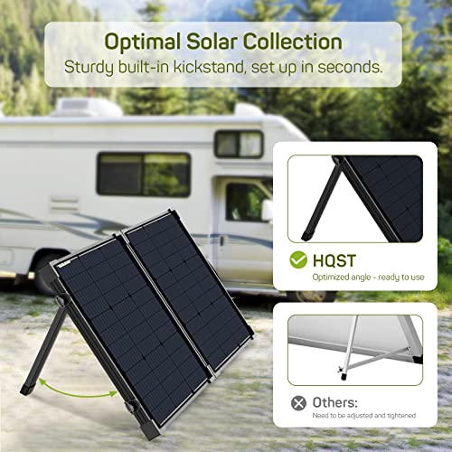 HQST 100 Watt 12 Volt 9BB Cell Portable Solar Panel Suitcase w/ 30 Amp PWM Charge Controller for Solar Generator, Power Station, Battery Charging, RV, Camping, Off-Grid