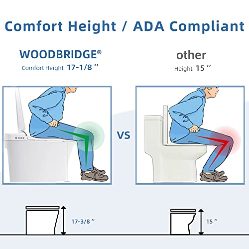 WOODBRIDGE B0970S Smart Bidet Tankless Toilet Elongated One Piece Chair Height, Auto Flush, Foot Sensor Operation, Heated Seat with Integrated Multi Function Remote Control in White