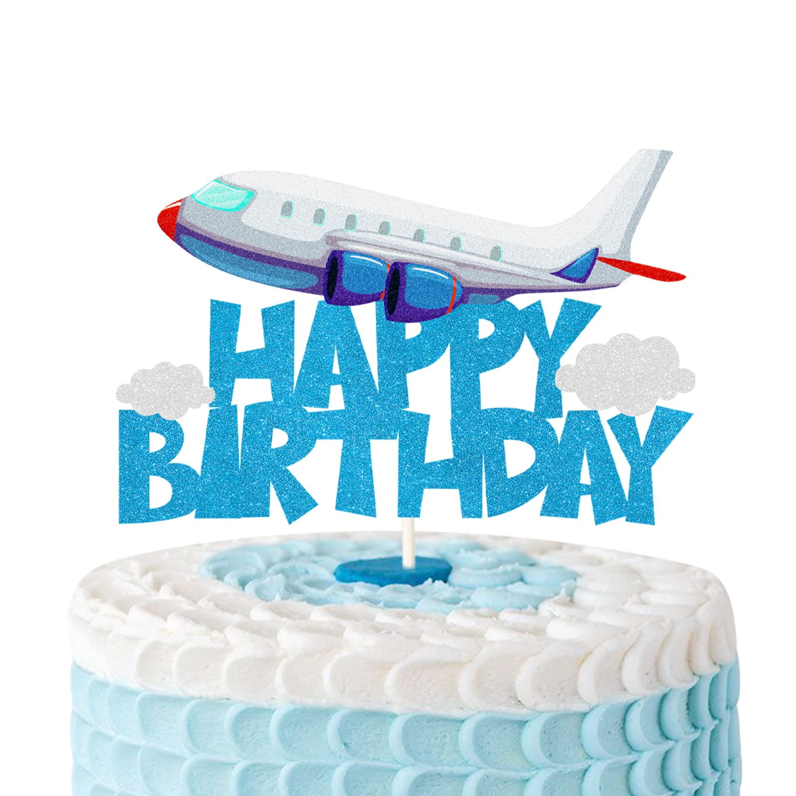 LECAKTO Airplane Birthday Cake Topper,Airplane Travel Themed Birthday Party Decorations for Kids Birthday Party,Kids Plane Theme Party Baby Shower