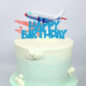 LECAKTO Airplane Birthday Cake Topper,Airplane Travel Themed Birthday Party Decorations for Kids Birthday Party,Kids Plane Theme Party Baby Shower