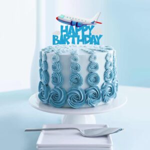 LECAKTO Airplane Birthday Cake Topper,Airplane Travel Themed Birthday Party Decorations for Kids Birthday Party,Kids Plane Theme Party Baby Shower