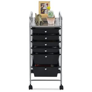 arlime 6-drawer rolling storage cart, multifunctional storage organizer cart with wheels, mobile utility cart for home office garage tools (black)