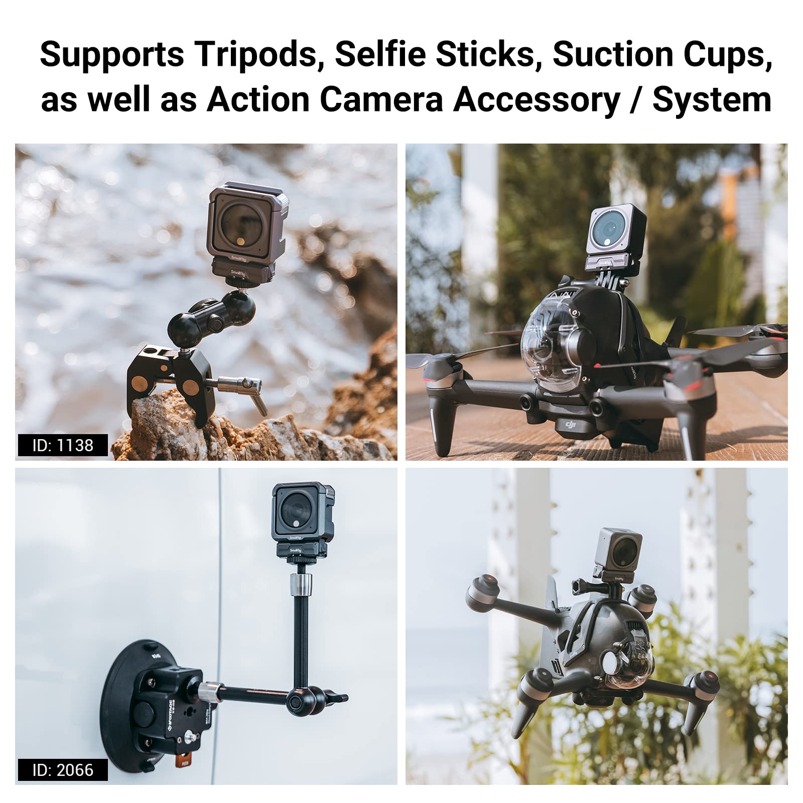 SMALLRIG Magnetic Adapter Mount for DJI Action 4 / Action 3 / Action 2, with Adapter Connection and 1/4” Thread for Osmo Action 3 / Action 2, for Tripod, Selfie, Vlogging, YouTube - 3662