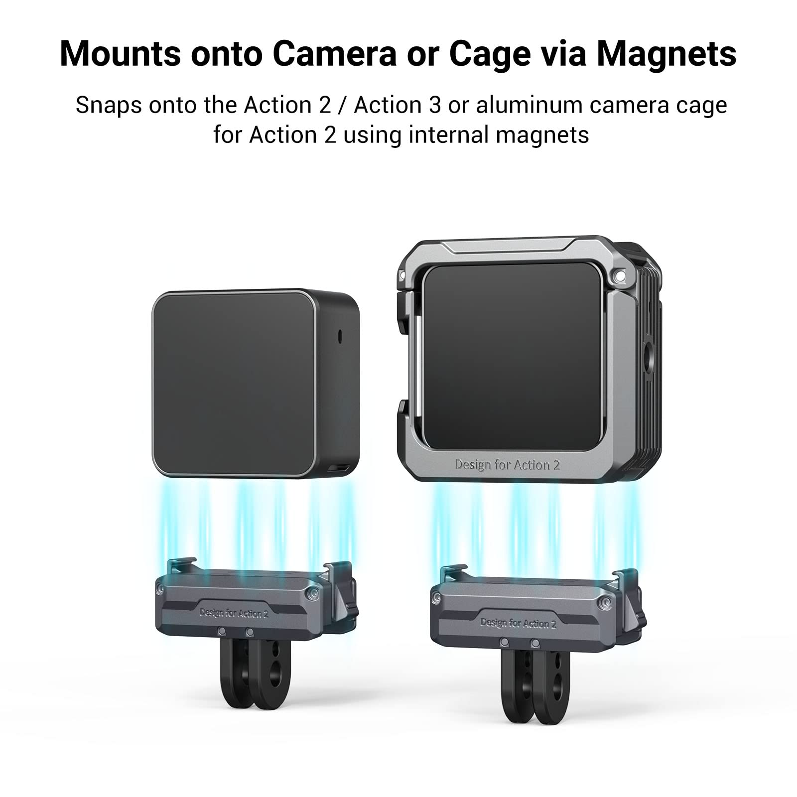 SMALLRIG Magnetic Adapter Mount for DJI Action 4 / Action 3 / Action 2, with Adapter Connection and 1/4” Thread for Osmo Action 3 / Action 2, for Tripod, Selfie, Vlogging, YouTube - 3662