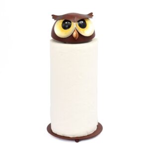 aayla paper towel holder - metal unique owl paper towel roll stand for counter top of kitchen home dining bathroom, adorable gifts for cat dog pet lovers (owl)