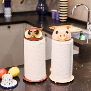 Aayla Paper Towel Holder - Metal Unique Owl Paper Towel Roll Stand for Counter Top of Kitchen Home Dining Bathroom, Adorable Gifts for Cat Dog Pet Lovers (Owl)