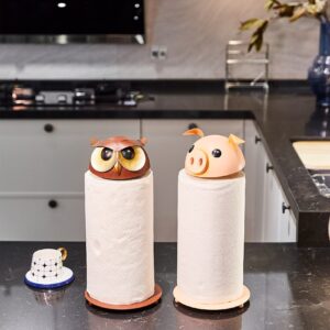 Aayla Paper Towel Holder - Metal Unique Owl Paper Towel Roll Stand for Counter Top of Kitchen Home Dining Bathroom, Adorable Gifts for Cat Dog Pet Lovers (Owl)