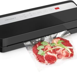 Cromify vacuum sealer machine, 5-in-1 Automatic Food Sealer, Dry & Moist Food Modes with Starter Kit and Built-in Cutter, Easy to Clean, Led Indicator Lights, Compact Design (E-9000)