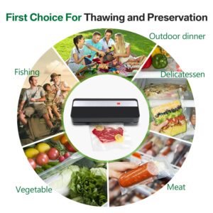 Cromify vacuum sealer machine, 5-in-1 Automatic Food Sealer, Dry & Moist Food Modes with Starter Kit and Built-in Cutter, Easy to Clean, Led Indicator Lights, Compact Design (E-9000)