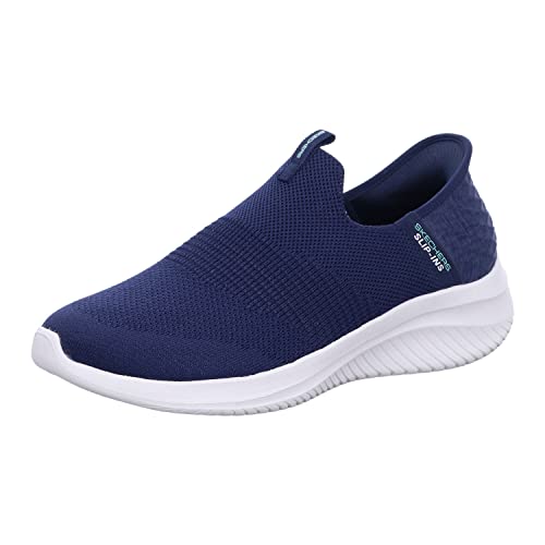 Skechers Women's Hands Free Slip Ins Ultra Flex 3.0 Smooth Step Sneaker, Navy, 7.5