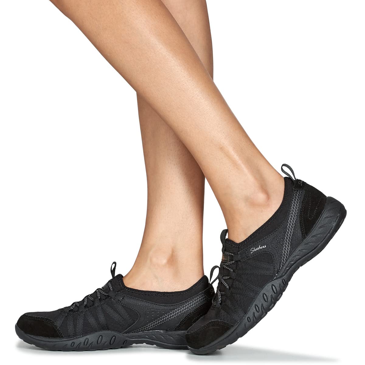 Skechers Women's Relaxed Fit, Breathe-Easy Rugged Sneaker, Black, 9 M US