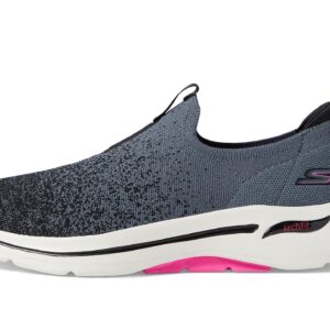 Skechers Go Walk Arch Fit - Lunar Views Black/Hot Pink 8 B (M)