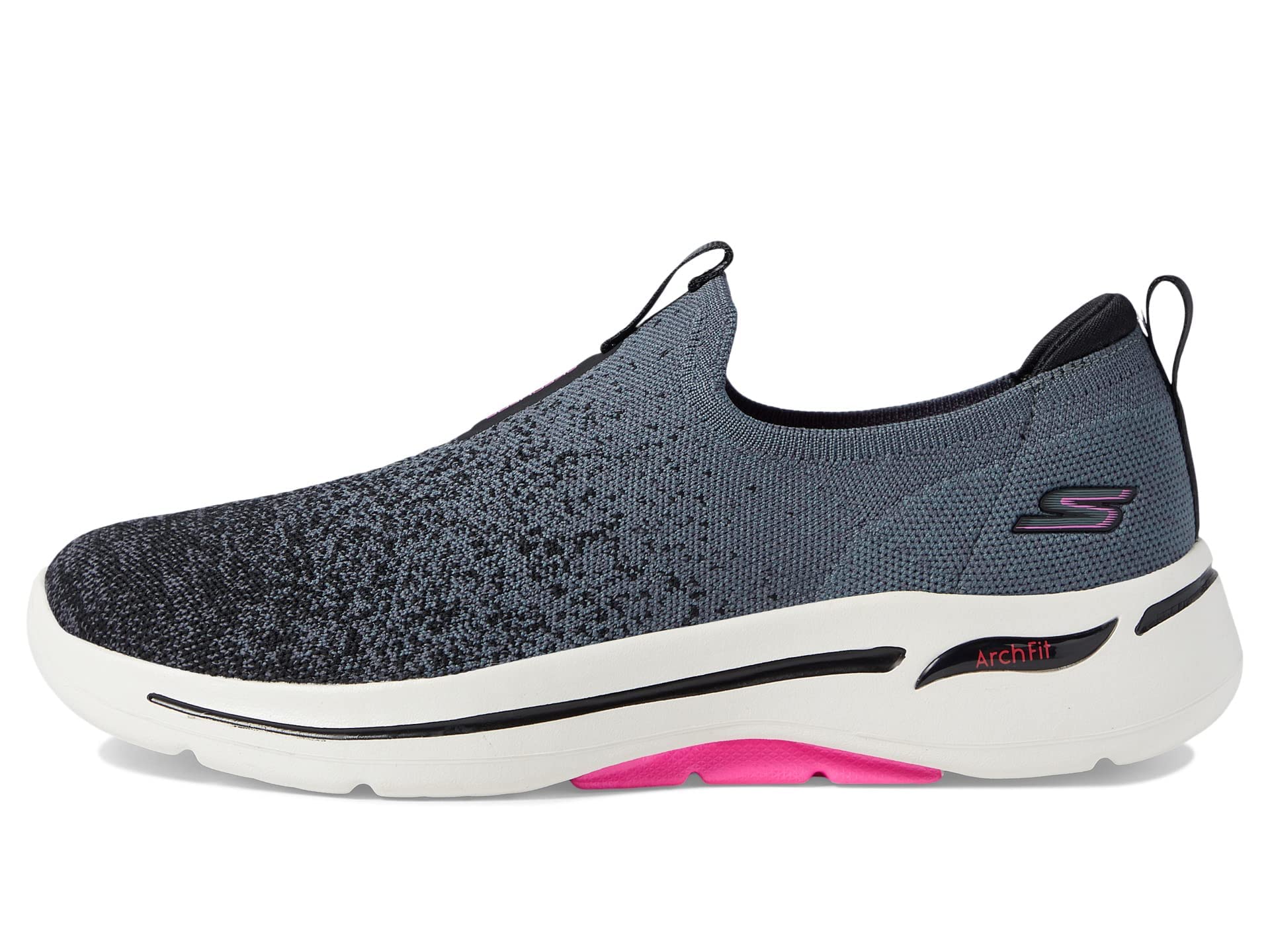 Skechers Go Walk Arch Fit - Lunar Views Black/Hot Pink 8 B (M)