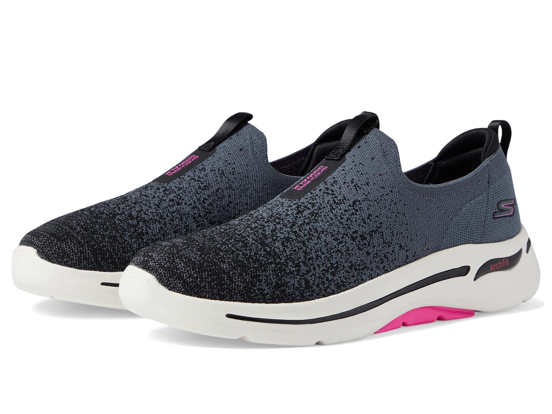 Skechers Go Walk Arch Fit - Lunar Views Black/Hot Pink 8 B (M)