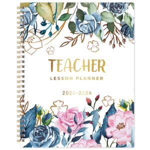 teacher planner 2023-2024 - 2023-2024 weekly & monthly lesson plan book, july 2023 - june 2024, 8" x 10", academic planner 2023-2024 with twin-wire binding for teachers - ink-painting roses